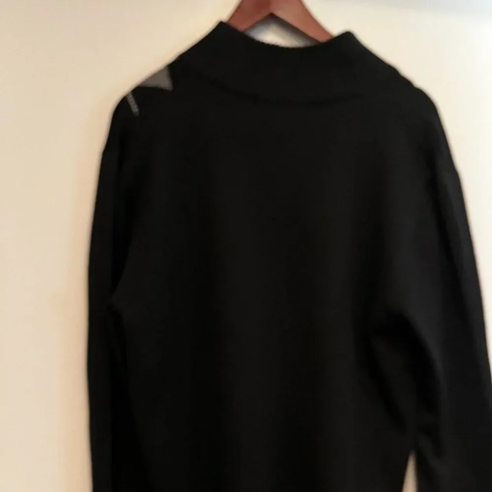 Oscar De La Renta Black‎ Argyle Sweater – Zipper Collar – Size Medium